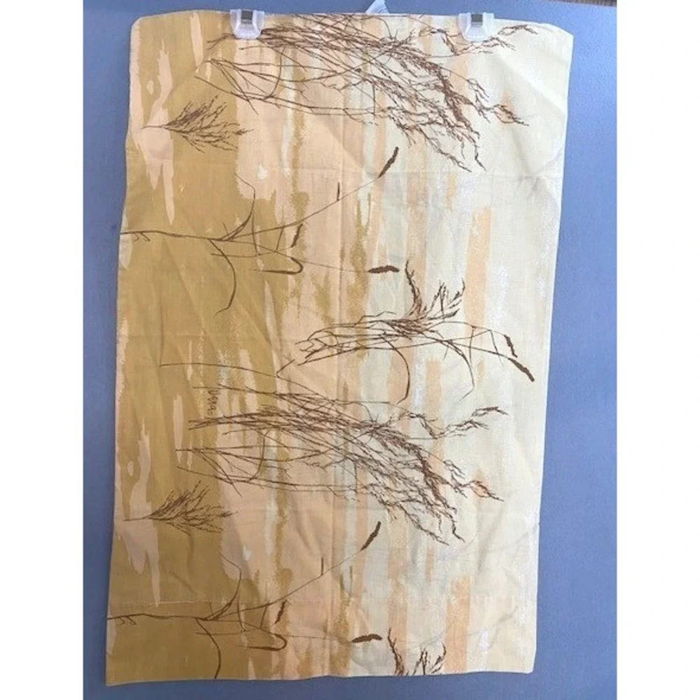 Vintage Vera‎ Neumann Pillowcase Set 2 Tall Grass Wheat 1970s Yellow Tan